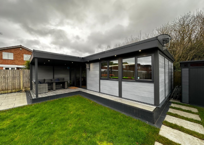 The Potting Shed Dark Grey Garden Room With Canopy (1)